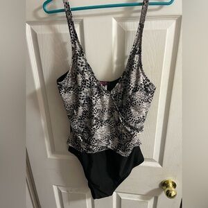 Black and White Patterned Swimsuit